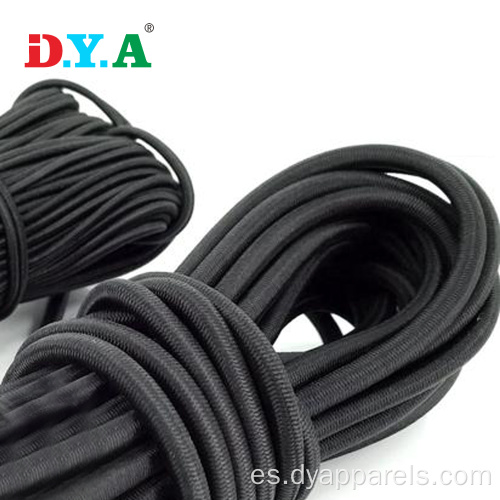 Stock de cuerda de cable elástica redonda de poliéster negro blanco